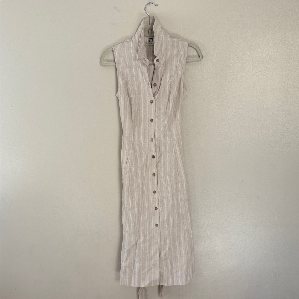 Anne Klein Cream Button-Down Midi Dress